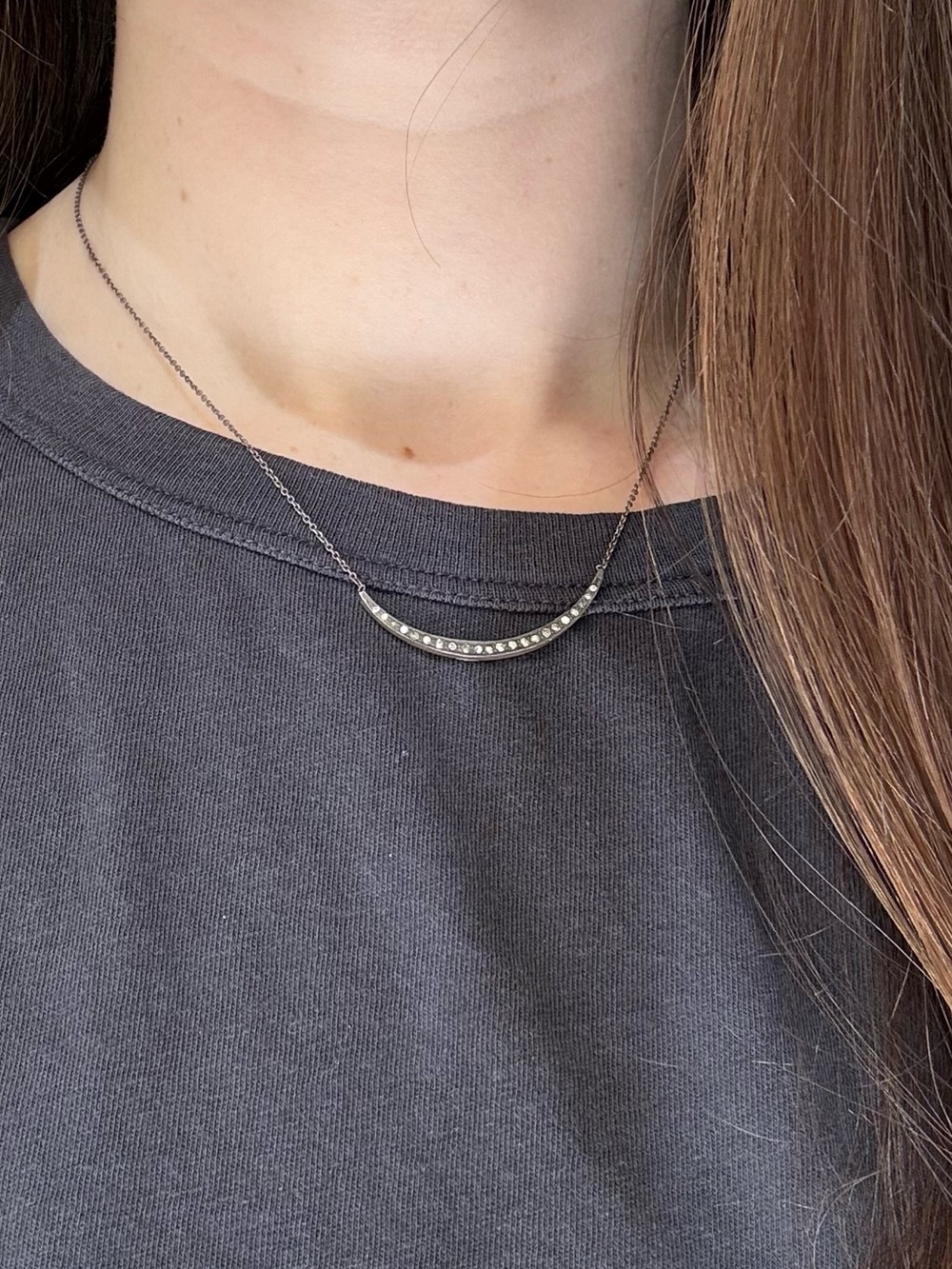 Zoe Chicco Raw Diamond Sterling Silver Crescent Necklace
